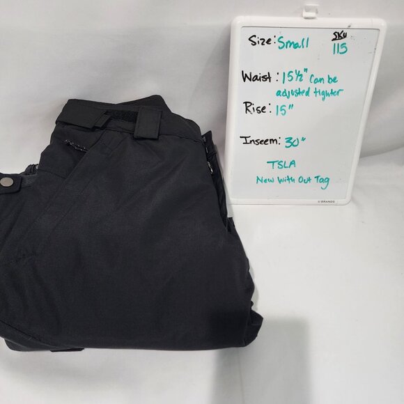 TSLA Mens Black Snow Pants S Adjustable Waist Polyester 30" Inseam - Picture 12 of 16